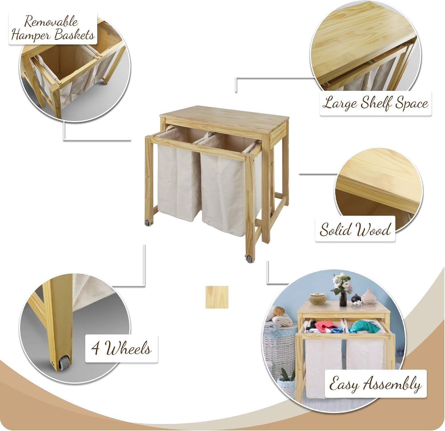 Eco Home Laundry Prep Hamper, Natural
