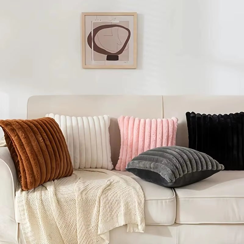 1Pc Stripe Corduroy Pillow Case Creative Home Fabric Pillowcushion for Sofa Bedroom Car, Home Decoration Home Decor Room Decor