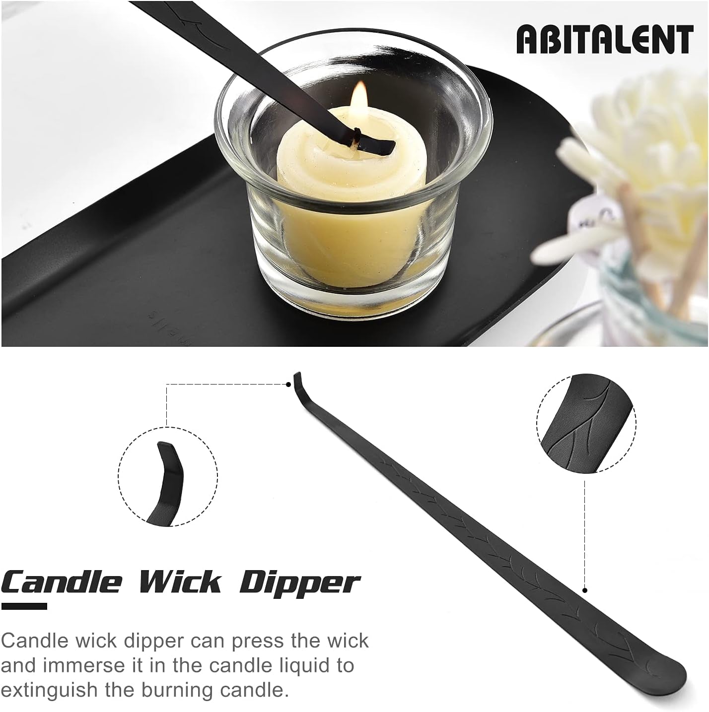 Candle Accessory Set, 4 in 1 Black Bell Candle Wick Trimmer