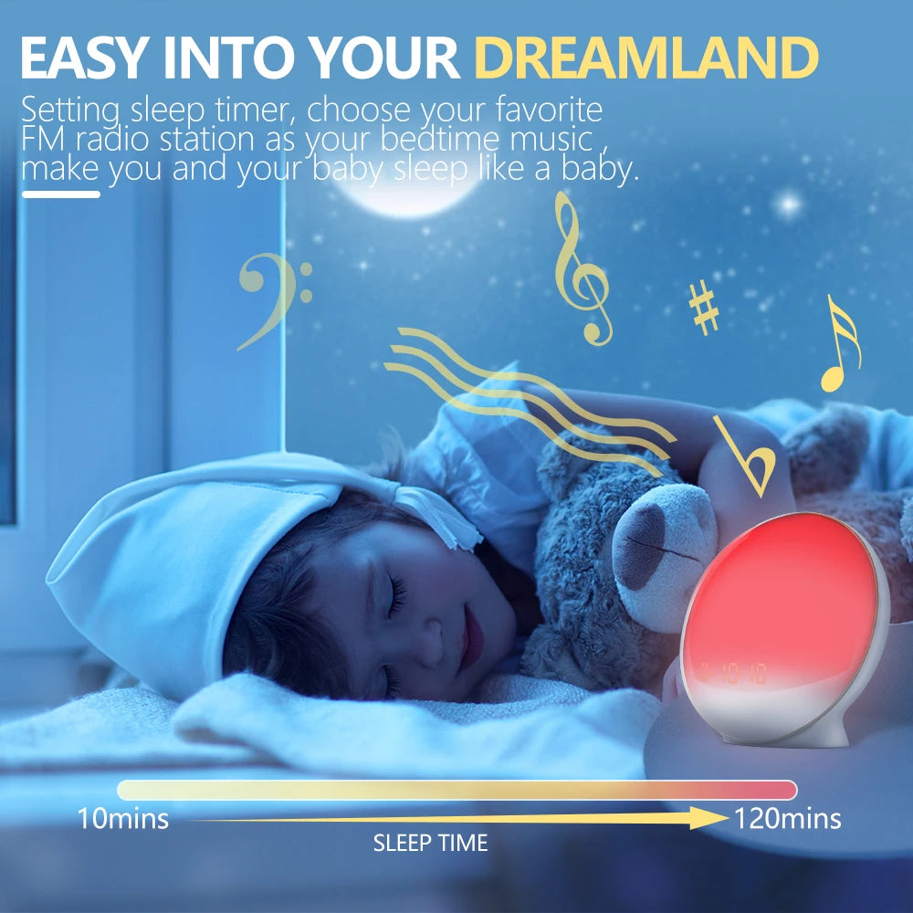 Digital Snooze Function Alarm Clock New Wake up Light Clock Sunrise Sunset Light FM Function Alarm Clock for Daily Life