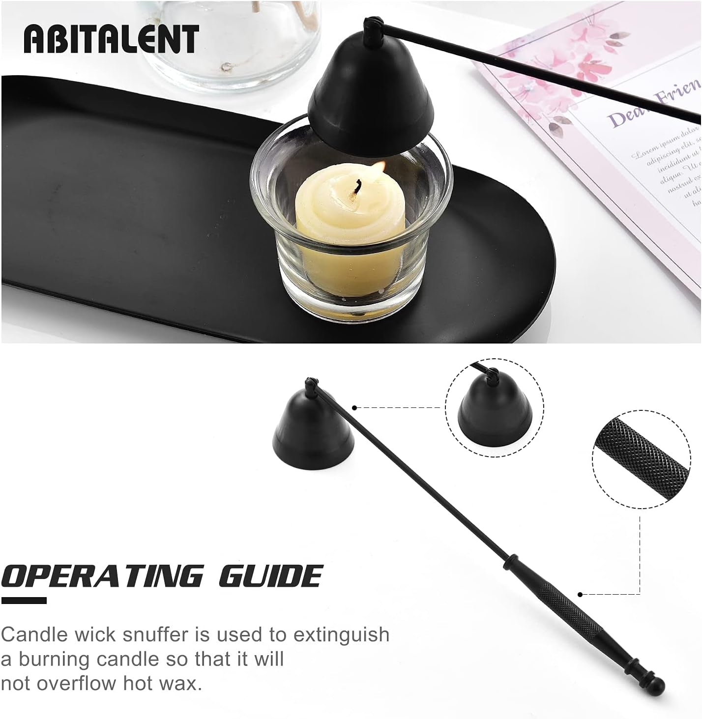 Candle Accessory Set, 4 in 1 Black Bell Candle Wick Trimmer