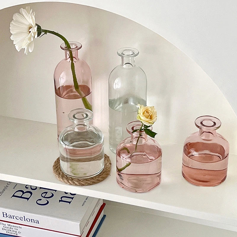 Transparent Glass Vase Flower Vase Decorative Hydroponic Plant Flower Vase Retro Desktop Flowers Bottle Room Decorate Vase 화병