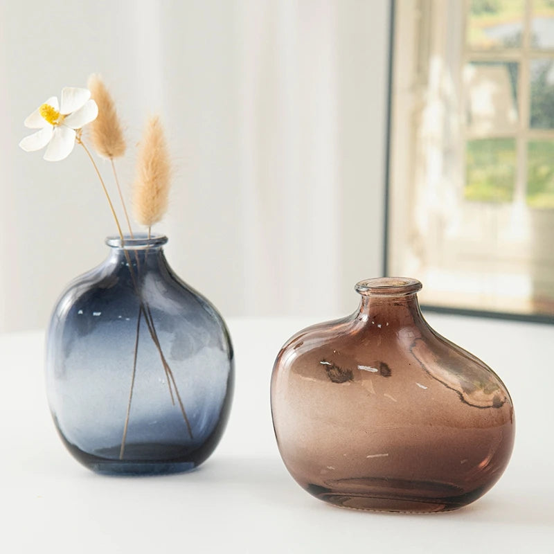 Transparent Glass Vase Flower Vase Decorative Hydroponic Plant Flower Vase Retro Desktop Flowers Bottle Room Decorate Vase 화병