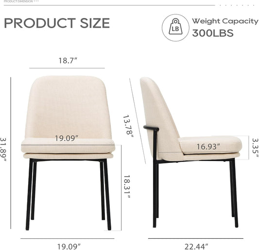 Dining Chairs Set of 4, Modern Dining Chairs, Fabric Upholstered Dining Chairs, Kitchen Chairs with Curved Back and Metal Legs for Dining Room Kitchen Restaurant, Beige