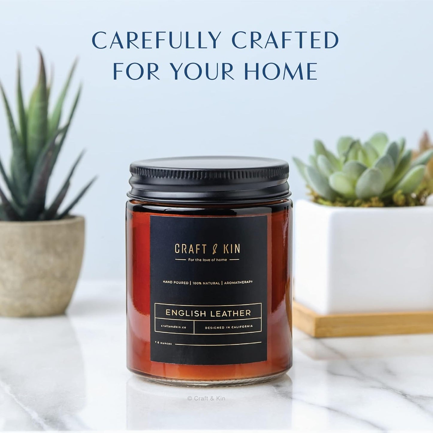 Premium English Leather Scented Candle – Long Lasting, 45 Hour Burn Time – Luxury Natural Soy Scented Candle – Room Decor and Aromatherapy – 8 Oz