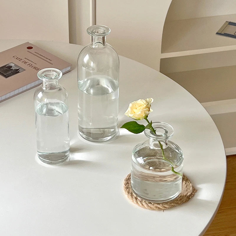 Transparent Glass Vase Flower Vase Decorative Hydroponic Plant Flower Vase Retro Desktop Flowers Bottle Room Decorate Vase 화병