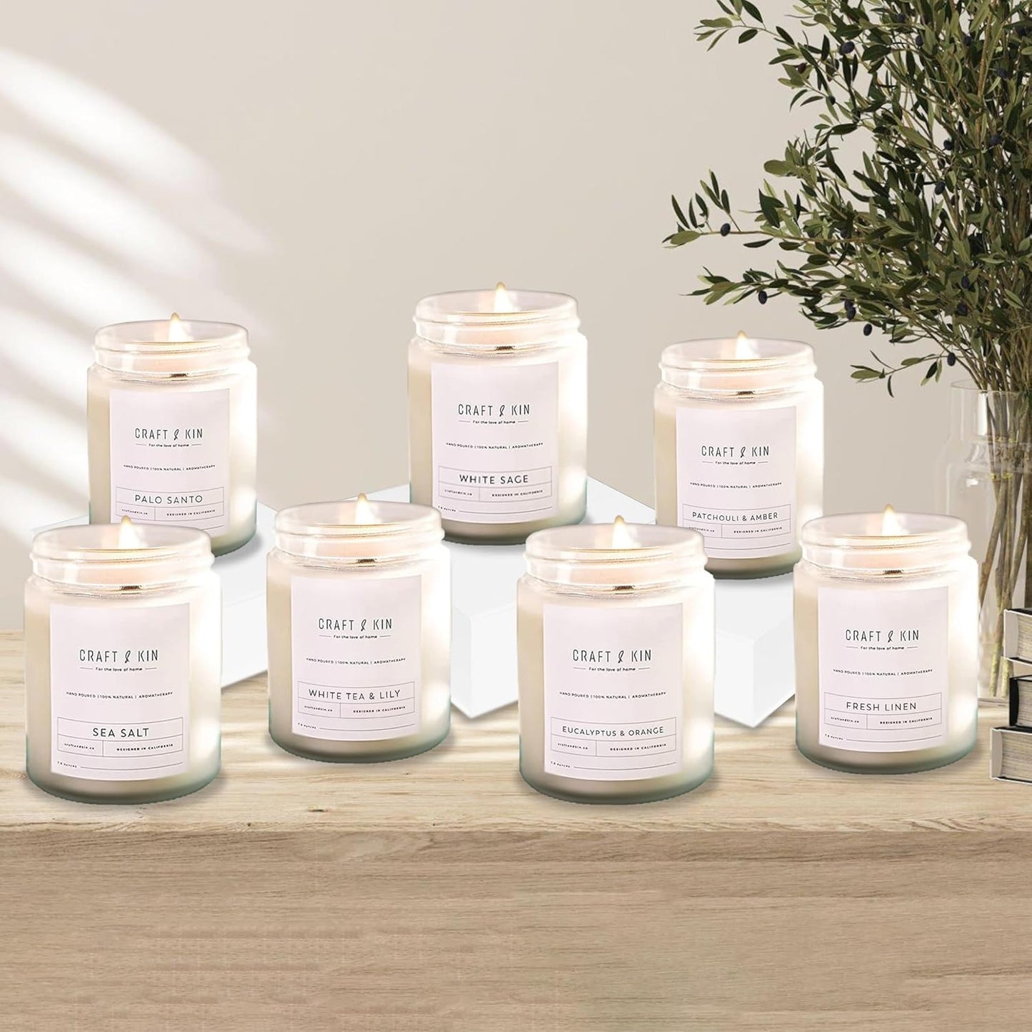 Premium White Sage Scented Candle – Long Lasting, 45 Hour Burn Time – Luxury Natural Soy Scented Candle – Room Decor and Aromatherapy – 8 Oz
