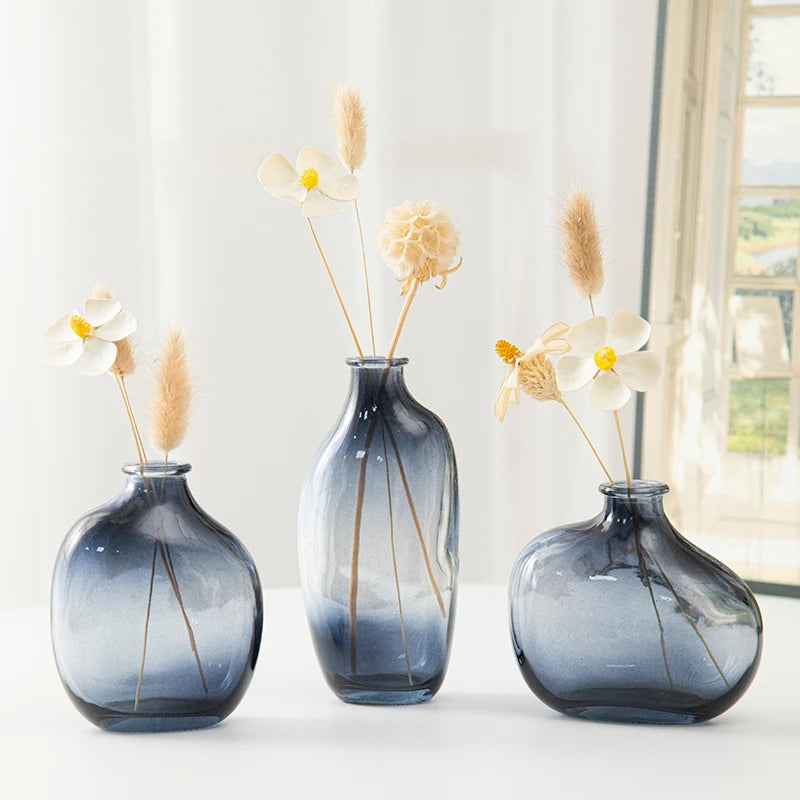 Transparent Glass Vase Flower Vase Decorative Hydroponic Plant Flower Vase Retro Desktop Flowers Bottle Room Decorate Vase 화병