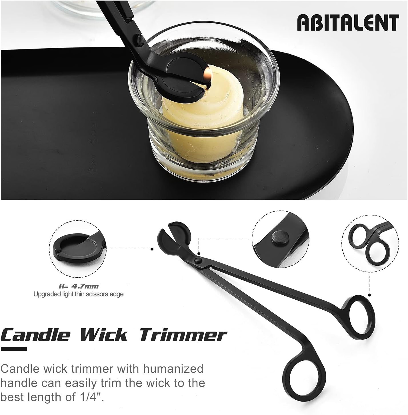 Candle Accessory Set, 4 in 1 Black Bell Candle Wick Trimmer